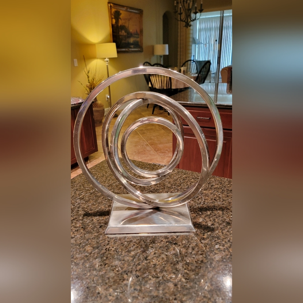Vintage Atomic Chrome Metal Spiral Sculture